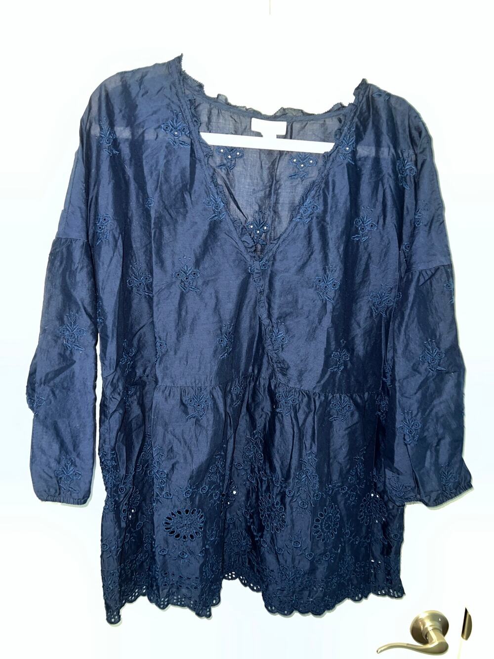 J.Jill Large 100% Cotton Blue Blouse - Comfy & Chic!